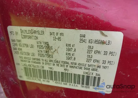 2006 Jeep Liberty Sport z USA, uszkodzony, nr VIN 1J4GL48K76W191130